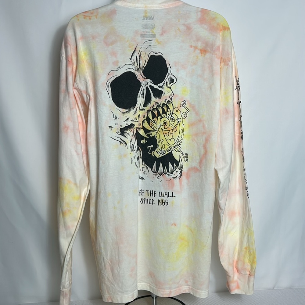 Vans Sponge Bob Square Pants Cartoon Long Sleeve Pullover Tie Dye T-shirt Medium